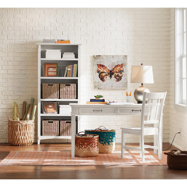 Aged Brick faux brick panel in Coconut White – office wall and accent wall installed by a DIY homeowner