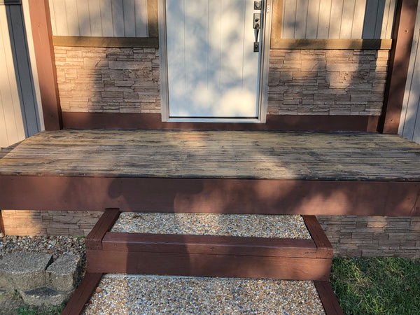 Earth's Valley faux stone panel in Cappuccino – exterior siding installed by a DIY homeowner