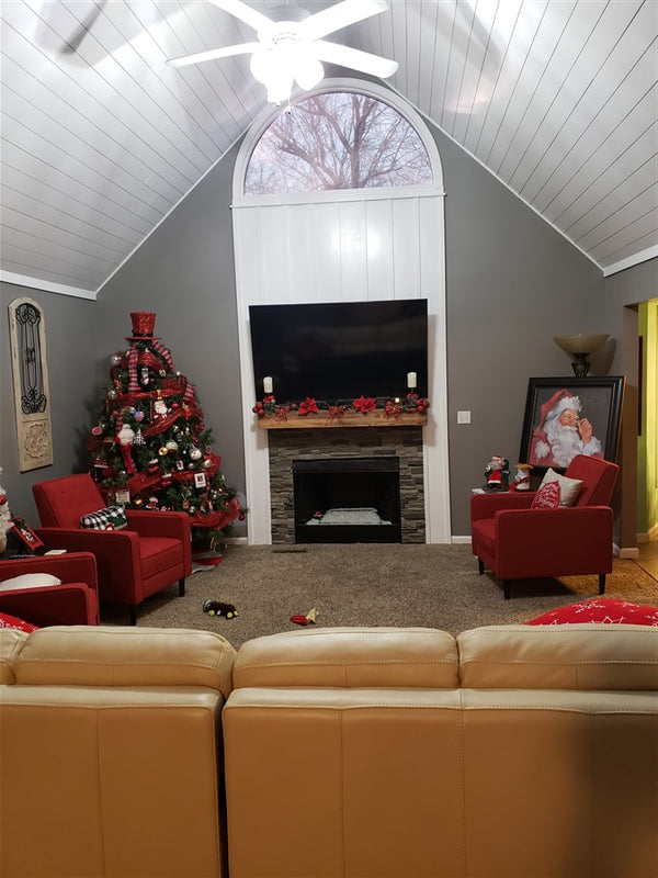 Earth's Valley faux stone panel in Oyster Gray – fireplace surround and accent wall