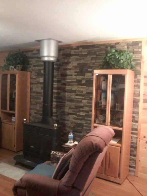 Lightning Ridge faux stone panel in Nature's Spirit – fireplace surround and accent wall