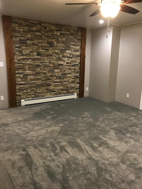 Lightning Ridge faux stone panel in Nature's Spirit – basement wall and accent wall