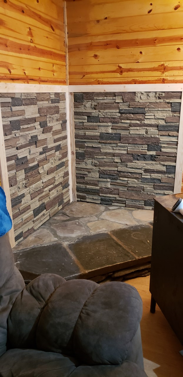 Lightning Ridge faux stone panel in Nature's Spirit – fireplace surround