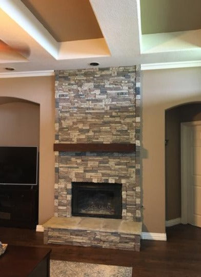 Lightning Ridge faux stone panel in Nature's Spirit – fireplace surround and accent wall