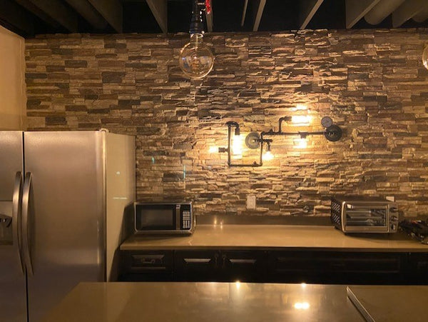 Lightning Ridge faux stone panel in Nature's Spirit – kitchen wall and accent wall