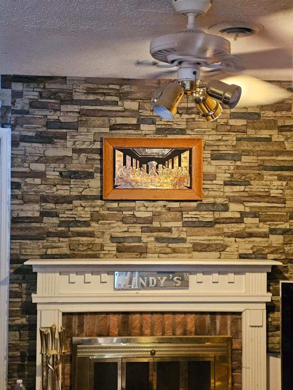 Lightning Ridge faux stone panel in Nature's Spirit – fireplace surround and accent wall