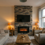 Lightning Ridge Faux Stone Panel finished in Nature Spirit fire place media wall