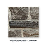 Cotswold Stone sample piece in Abbey Gray, cut from the full faux limestone panel