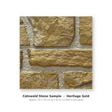 Cotswold Stone sample piece in Heritage Gold, cut from the full faux limestone panel