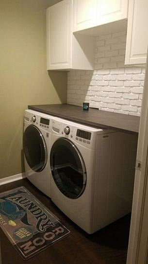 Aged Brick faux brick panel in Coconut White – accent wall installed by a DIY homeowner