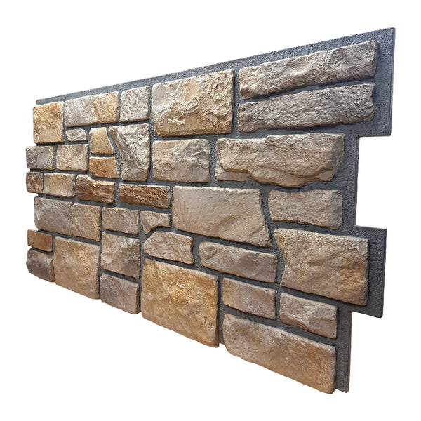 Side view of a Cotswold Stone Antique Honey panel showing its depth of about 1 in