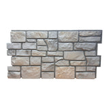 Cotswold Stone faux stone wall panel in Fossil White, pale weathered limestone, front view