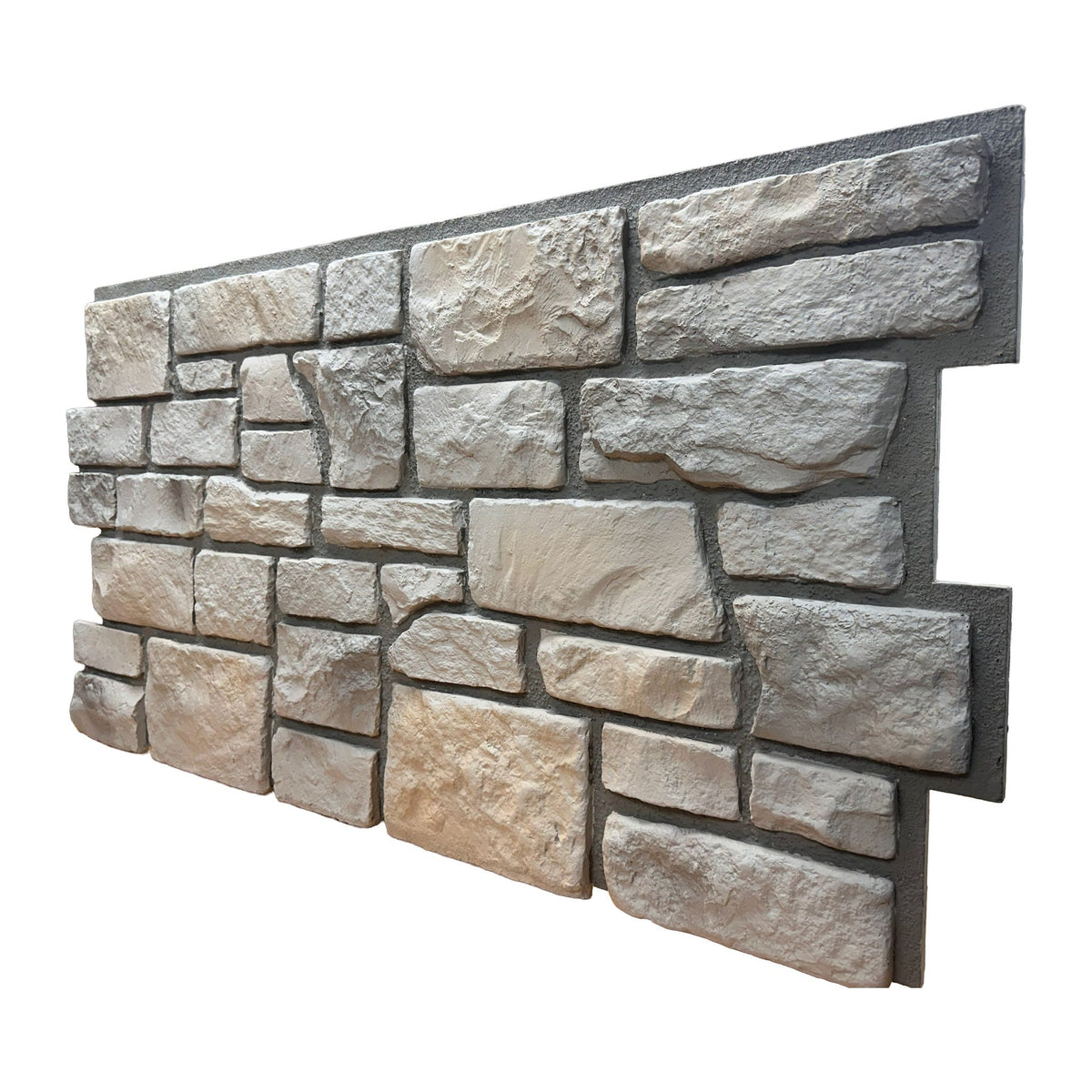 Side view of a Cotswold Stone Fossil White panel showing its depth of about 1 in