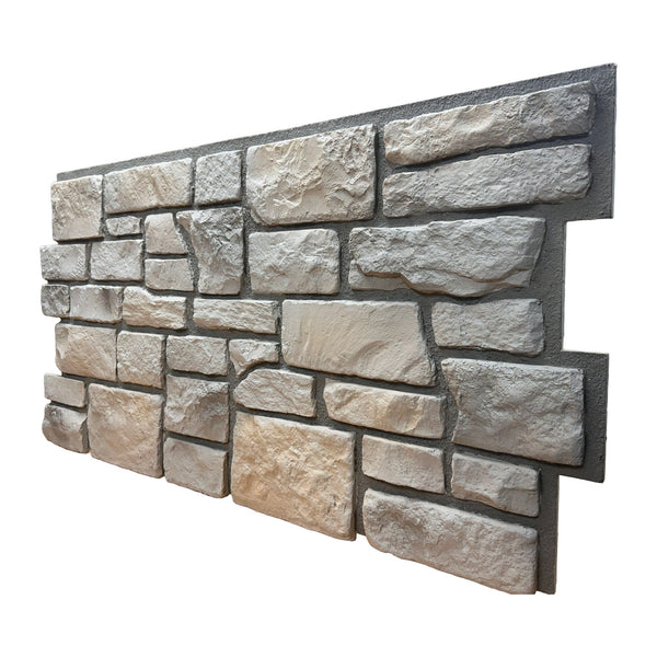Side view of a Cotswold Stone Fossil White panel showing its depth of about 1 in