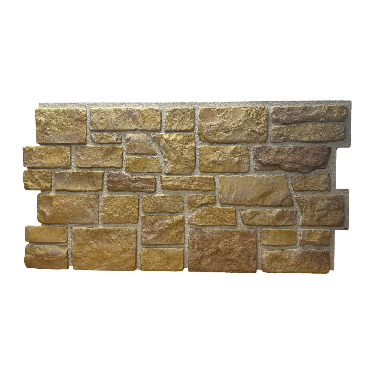 Cotswold Stone faux stone wall panel in Heritage Gold, rich golden aged stone, front view