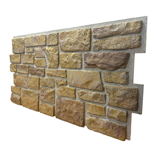 Side view of a Cotswold Stone Heritage Gold panel showing its depth of about 1 in