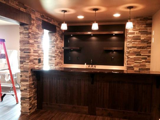 Earth's Valley faux stone panel in Nature's Spirit – basement wall and accent wall installed by a DIY homeowner
