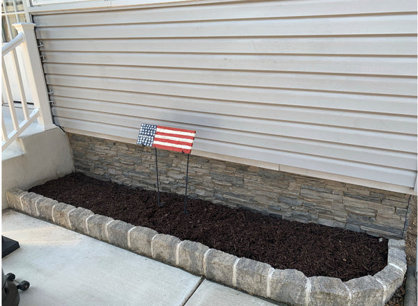 Lightning Ridge faux stone panel in Gray Fox – exterior siding and front yard installed by a DIY homeowner