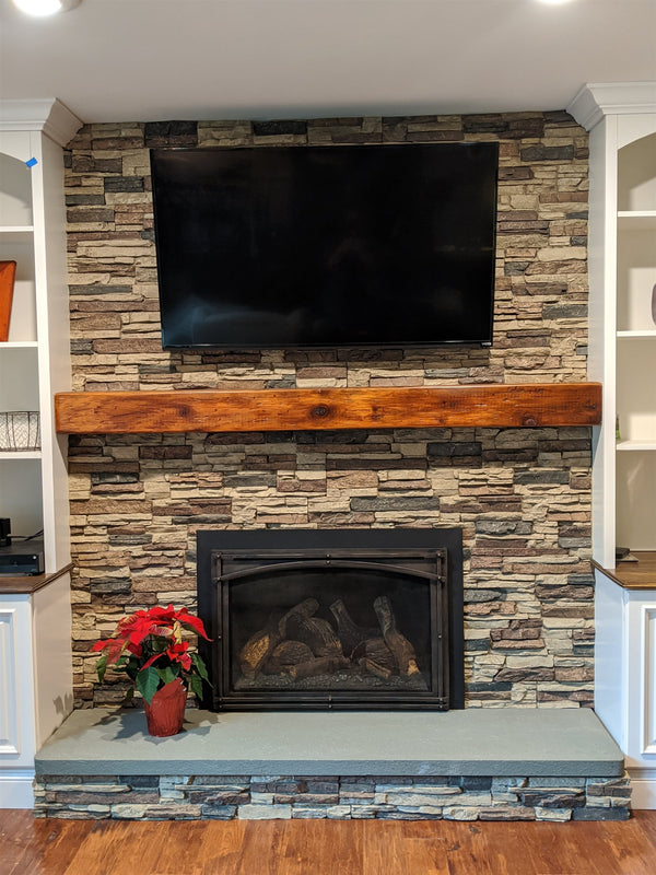 Lightning Ridge faux stone panel in Nature's Spirit – fireplace surround and accent wall