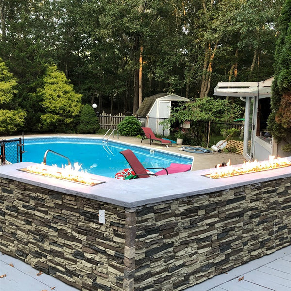 Lightning Ridge faux stone panel in Nature's Spirit – backyard