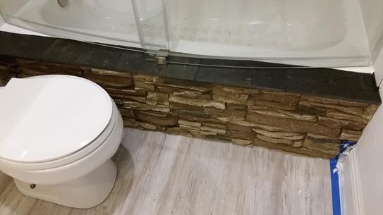 Lightning Ridge faux stone panel in Nature's Spirit – bathroom wall