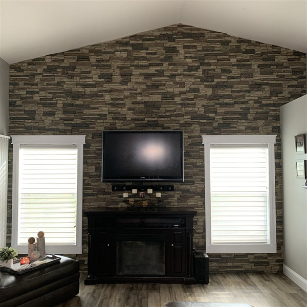 Lightning Ridge faux stone panel in Nature's Spirit – fireplace surround and accent wall